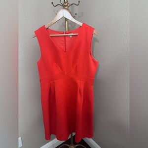 Cremieux Sleeveless V-Neck Dress in Orange - Size 14